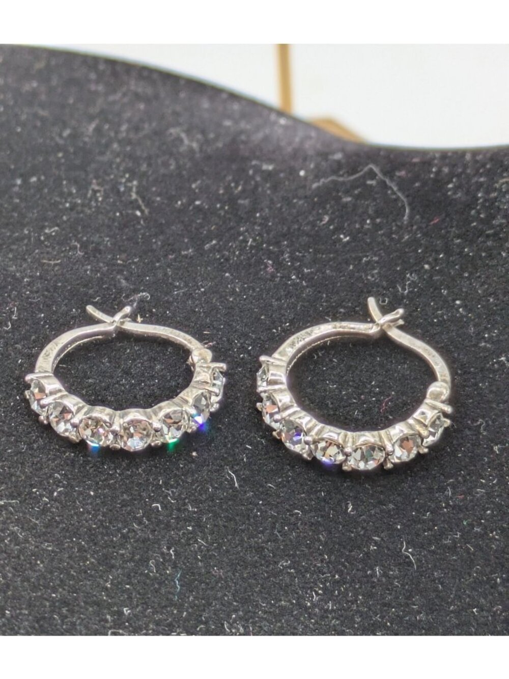 Sterling Silver Earrings 925 Cubic Zirconia CZ Hinged Hoop Huggie